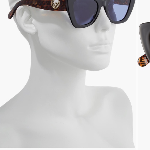 Fendi 52 mm Black and Brown Patterned Sunglasses - Picture 2 of 7